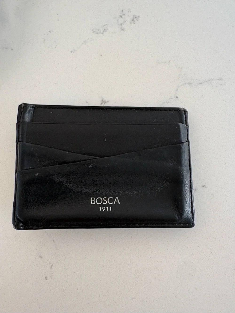 Bosca Designer Vintage Black Genuine Leather Card Holder